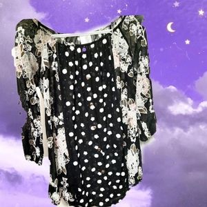 Longsleeved Seethrough Floral Blouse